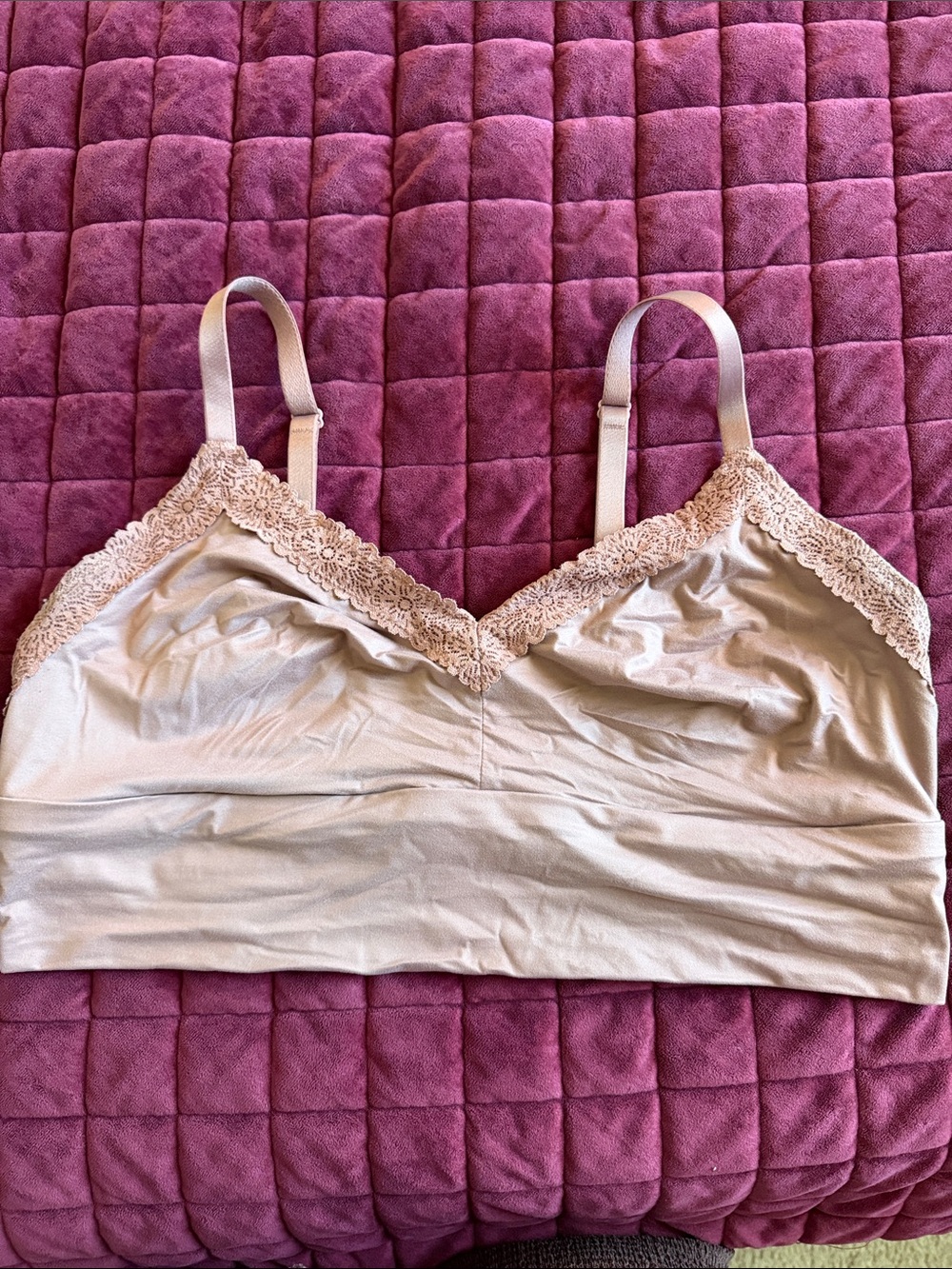 aerie Lace-Trim Bralette in Light Pink